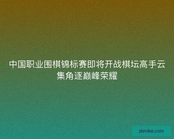 中国职业围棋锦标赛即将开战棋坛高手云集角逐巅峰荣耀