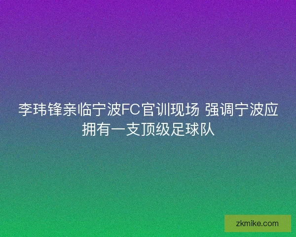 李玮锋亲临宁波FC官训现场 强调宁波应拥有一支顶级足球队